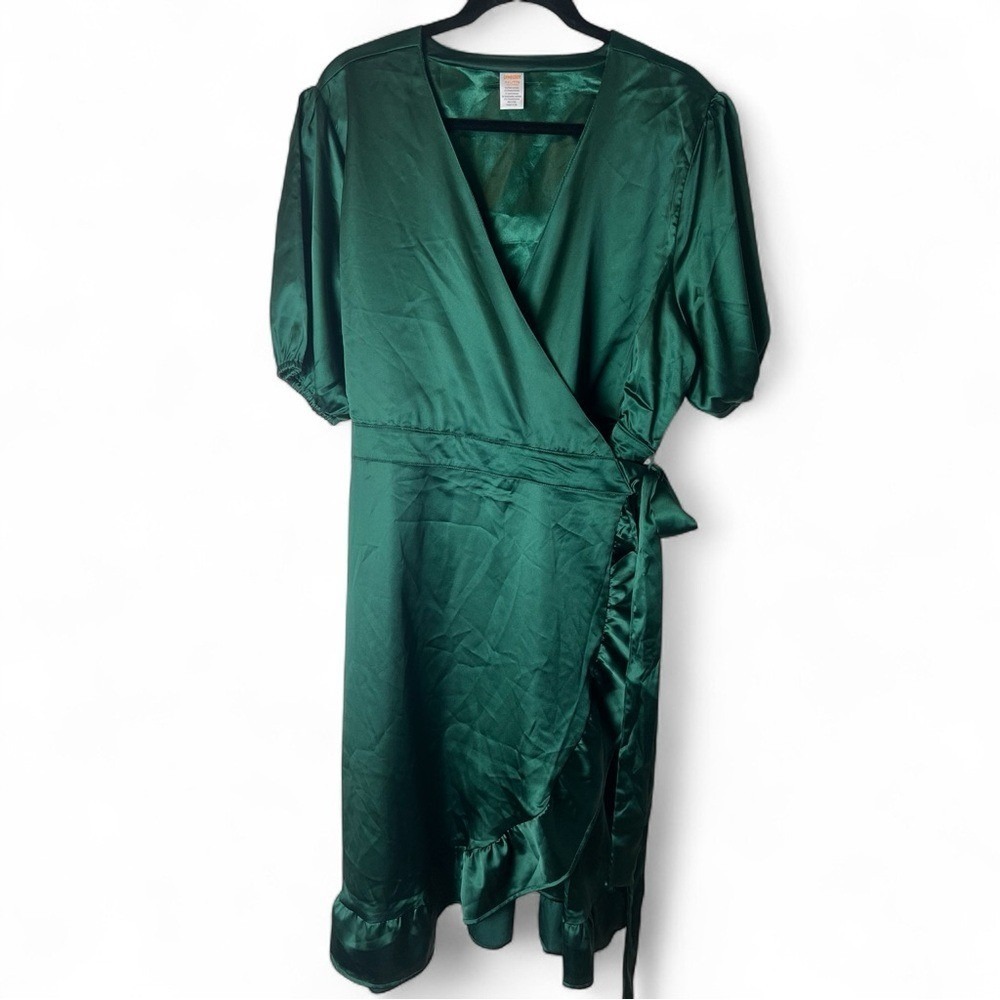 Gymboree - Women's Maternity Satin Wrap Dress Emerald Green Plus Size - Sz. 2X